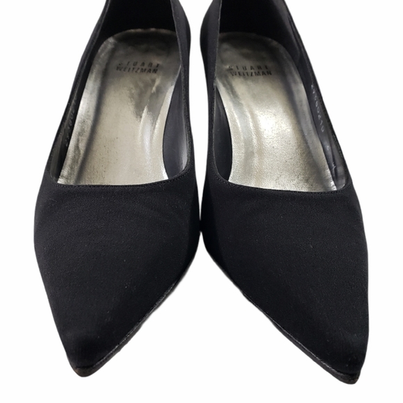Vtg Stuart Weitzman 6 W Pointed Toe Fabric Pumps - Picture 6 of 9
